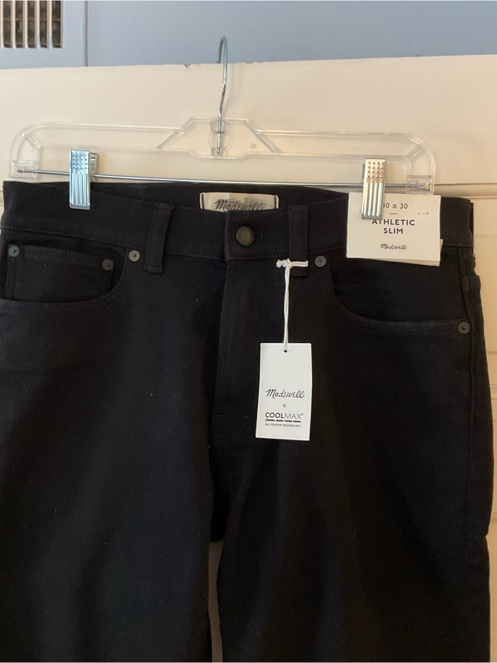 Madewell Athletic Slim Jeans: COOLMAX Denim Edition Black Mens 30x30 NWT - Picture 7 of 13